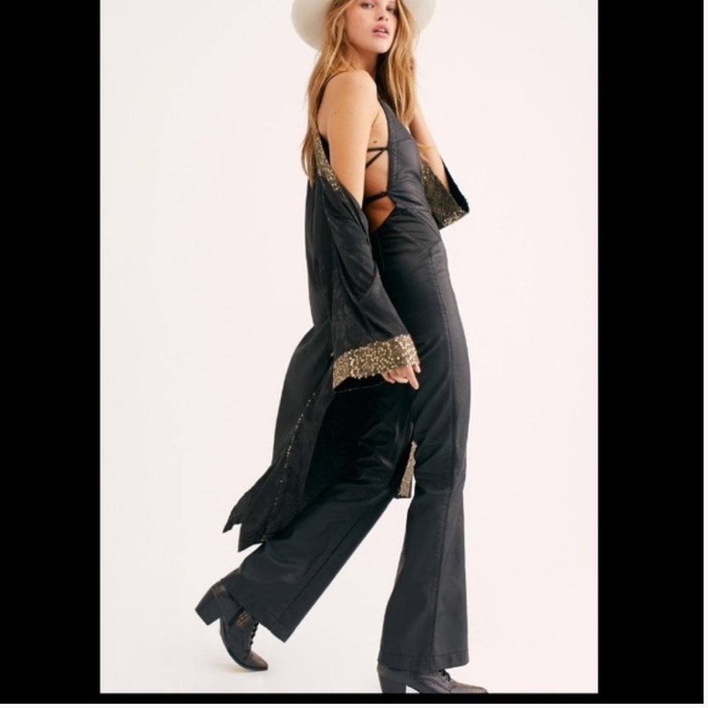 Free People Leather Open Back Jumpsuit - Size 4